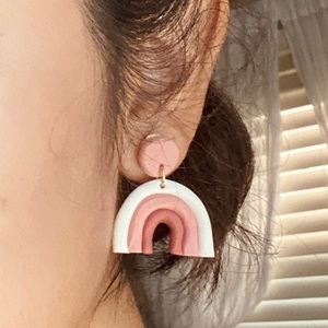 Nude/Rainbow Clay Earrings